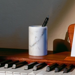 Elegante, hecho a mano, bolígrafo de mármol negro, organizador de escritorio, piedra de lujo Natural, estilo minimalista moderno, reloj elegante, calendario - Product Image 5