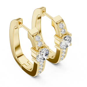 Boucles d'oreilles rondes élégantes en diamant pour femmes Pierres cultivées en laboratoire certifiées IGI Plaqué or Bijoux de luxe Vente en gros et commandes personnalisées - Product Image 2