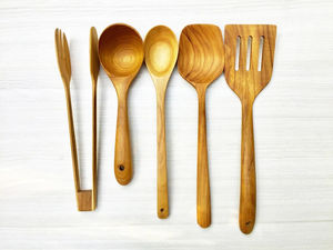 Juego de cucharas de madera Premium modernas, cubiertos pulidos con espejo, seguros para servir alimentos en bodas y eventos de catering - Product Image 2