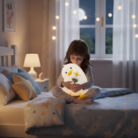 Lampu Tidur LED Silikon Bentuk Bebek Bunga Berwarna-warni, Baterai, Lucu, untuk Kamar Tidur, Hadiah Ulang Tahun, Sentuh untuk Menyalakan
