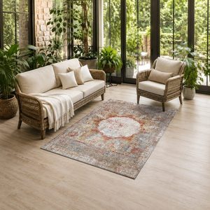 RUGS DEPOT LXDP-0058 Wholesale Terracotta Gold Modern Abstract Digital Printed Machine Washable Chenille Area Rug Non <b>Slip</b> - Product Image 6