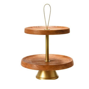 Luxueux support à cupcakes décoratif à 2 niveaux avec poignée en métal doré pour tenir des gâteaux Cupcakes Desserts et bonbons Prix le plus bas - Product Image 1