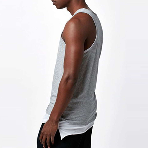 100% เสื้อกล้ามผู้ชายผ้าฝ้ายแท้คอแขนกุดคอถักแขนสั้นหลวมโอเวอร์ไซส์ระบายอากาศได้ดี - Product Image 3