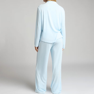 Set <span class=keywords><strong>pigiama</strong></span> da <span class=keywords><strong>donna</strong></span> a maniche lunghe con <span class=keywords><strong>camicia</strong></span> e pantaloni in jersey modal, <span class=keywords><strong>pigiama</strong></span> da <span class=keywords><strong>donna</strong></span> biologico, abbigliamento da notte sostenibile. - Product Image 4