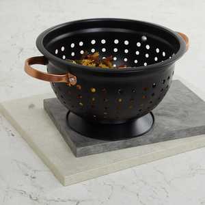 Wholesale <b>Black</b> Stainless Steel Colander Strainer with Handle Pasta & Vegetable <b>Washing</b> Drain <b>Basket</b> for Home & Commercial Use - Product Image 1