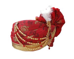 Jodhpuri Men's Wedding Safa/Novio Pagdi/Turbante para Matrimonio-Rojo Granate (Tamaño: 22 a 22,5 Pulgadas) - Product Image 3