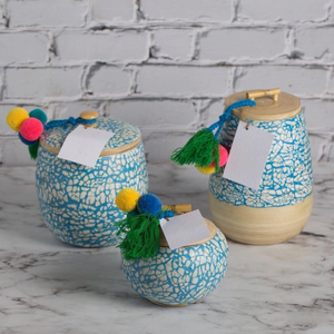 Wholesale From Vietnam Modern Ramadan Eid Gift <b>Box</b> Stylish Bamboo Storage Jar With Painted Finish And Handmade Colorful Tassels - Product Image 6