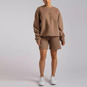 Ensemble de vêtements unisexe sweat-shirt à col ras du cou avec logo personnalisé pantalon de jogging vente en gros 100% coton polaire imprimé strass coupe-vent - Product Image 4