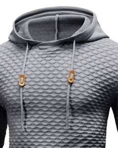Manufacturer <b>Men</b> Grey Textured <b>Hoodie</b> Pullover Long Sleeve Casual Sweatshirt Streetwear Winter Wear With Hood Drawstring Design - Product Image 4