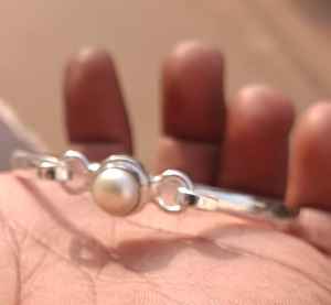 Sterling Silver Plated <b>Boho</b> Interlock Pearl Stone Vintage Bahamian Bangle Stackable Adjustable <b>Bracelet</b> Women Fashion Jewelry - Product Image 3