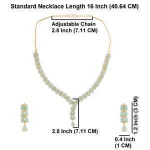 Indian Collar Necklace Gold Plated Floral Ethnic CZ Crystal Wedding <b>Bridal</b> Necklace Dangle <b>Earring</b> For Women, Turquoise Color - Product Image 3