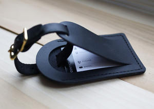 Genuine Leather <b>Luggage</b> <b>Tags</b> With Business Card ID <b>Tags</b> Leather Suitcase <b>Tags</b> Travel LLT-0007F - Product Image 3