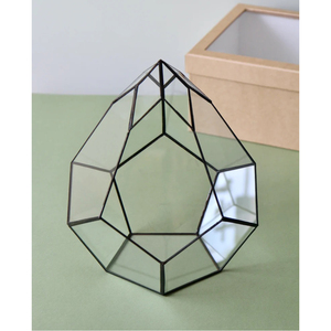 Shiny Gold Finished Clear <b>Glass</b> Geometric <b>Terrarium</b> Vase Garden Decorative Tabletop Home Office Restaurants Decorative Usage - Product Image 3