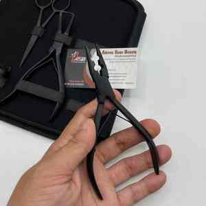 ชุดเครื่องมือต่อผมสแตนเลสสีดำด้านสำหรับต่อผมชุดอุปกรณ์ต่อผมแบบห่วงติดโลโก้แบบกำหนดเอง - Product Image 6