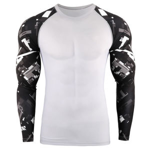 Rashguard pour homme élégant avec logo imprimé, respirant, écologique, antibactérien, anti-UV, séchage rapide, manches longues, spandex/polyester - Product Image 2