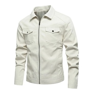 Fashion Genuine Sheepskin Tanned Leather Jacket Men Vintage Motorcycle Wine Red Zipper Moto Biker Clothing Slim Fit <b>Coats</b> - Product Image 3