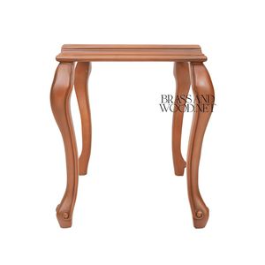 Mesa Auxiliar Clásica Cuadrada de Madera Maciza con Elegantes Patas Curvas Cabriole y Acabado Natural para Decoración de Esquinas de Sala de Estar - Product Image 2