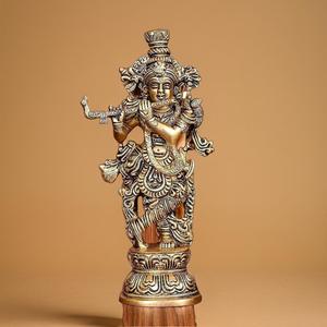 Estatua de latón Shri Krishna para decoración de bodas y Diwali - Product Image 1