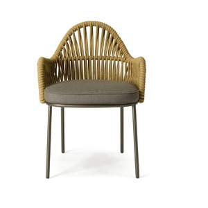 เก้าอี้เชือกสำหรับใช้งานกลางแจ้งพร้อมโครงโลหะทาสีและเบาะผ้า - Product Image 4