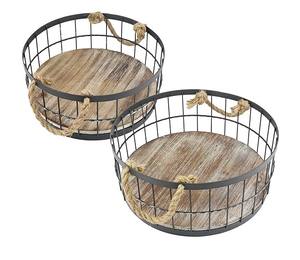 Panier de rangement en fil de fer artisanal avec poignée en corde naturelle, design durable et léger, idéal pour la décoration et l'organisation de la maison - Product Image 6