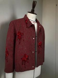 OUDINA Winter Luxury Eco-Friendly Handmade Embroidery Wedding Sequins Beaded <b>Faux</b> <b>Fur</b> <b>Coat</b> for <b>Women</b>-Customizable High Quality - Product Image 2