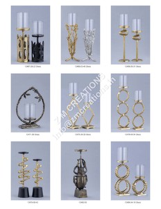 Decorative Handmade <b>Pillar</b> <b>Candle</b> Holder Gift Set with Antique Gold Finish Aluminum Stand for Weddings Christmas Halloween Decor - Product Image 3