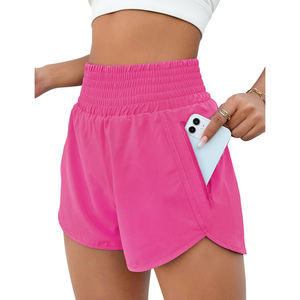 Short femme short athlétique taille haute short élastique imperméable de gymnastique et d'entraînement avec poche pour la course et le sport - Product Image 1