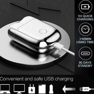 Afeitadora Eléctrica Rotativa Azul, Inalámbrica, Recargable por USB, Mini Afeitadora Lavable de Doble Cabezal, Resistente al Agua para Hombres, para Cara y Cuerpo - IPX7 - Product Image 6