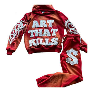 Conjunto de Sudadera con Capucha y Pantalones Deportivos Personalizados para Hombre, Estilo Urbano, con Bordado Desgastado, para Invierno - Product Image 1