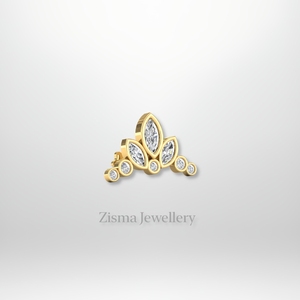 Vente en gros de boucles d'oreilles marquises et diamants ronds en or 14 carats à filetage interne bijoux piercing à bas quantité minimale de commande fournisseur d'usine - Product Image 2