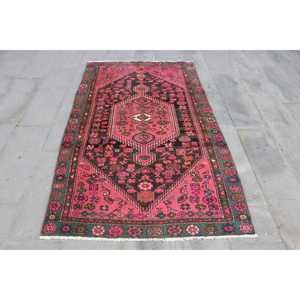 พรมตุรกีลายดอกไม้สีแดง ขนาด 4x7.2 ฟุต สไตล์วินเทจ ทำจากขนสัตว์ - Product Image 1