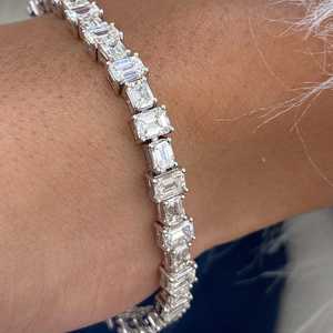 Sofisticada Pulsera de Tenis de Oro Blanco de 14K con 11.39 Ct de Diamantes Brillantes Cultivados en Laboratorio con Certificación VS1 EGL, Joyería Fina de Lujo Negra - Product Image 5