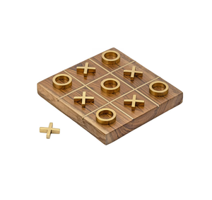 Jeu de table Tic Tac Toe rond en bois brut ludique avec des pièces blanches X O, idéal pour les jeux d'enfants, la salle d'étude, la bibliothèque et la décoration intérieure - Product Image 3