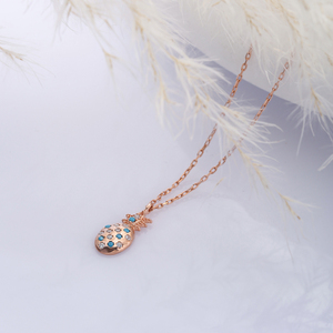 Turquoise CZ Pierre Minimal Ananas Charme Collier En Gros Turc À La Main 925 Bijoux En Argent Sterling - Product Image 4