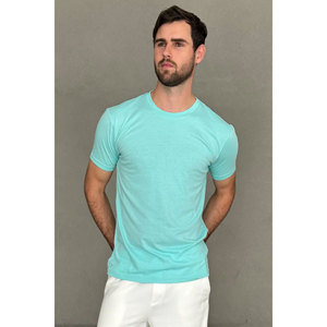Sky Blue Summer Men 100% Camiseta de algodón Camiseta regular para hombre Impresión de pantalla personalizada - Product Image 2