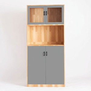 4-Tier Contemporary Rubberwood Filing Cabinet with Glass Doors Adjustable and Lockable for Bedroom or <b>Workshop</b> Use - Product Image 2