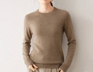 Sweatshirts unis au design personnalisé Nouveau streetwear respirant élégant pour femme 100% coton Sweats à capuche en tricot à col rond - Product Image 3