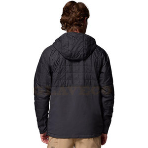 High Street Waterproof Hooded Windbreaker <b>Jacket</b> with Front Logo Solid Color Winter Casual Wear - Product Image 2