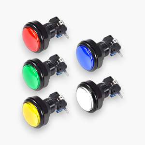 Ensemble de 10 boutons poussoirs ronds pour borne d'arcade avec éclairage LED et micro-interrupteur, options multicolores, construction en plastique et métal - Product Image 1