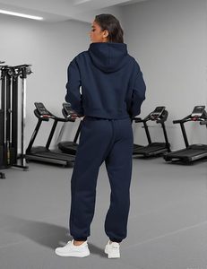 ชุดวอร์มครอปท็อปสำหรับผู้หญิงชุดวอร์มมีฮู้ดและกางเกงวิ่งสำหรับผู้หญิงทันสมัยปรับแต่งได้ - Product Image 5