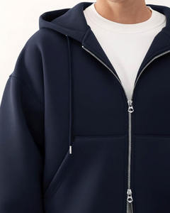 Sweat-shirt à capuche en coton pour homme avec fermeture éclair personnalisée, impression et broderie personnalisées, teinture unie, vêtement décontracté respirant - Product Image 5