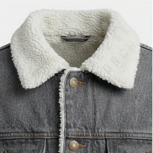 Veste en jean pour homme tendance, col montant, lavage bleu clair personnalisé, décontractée, réversible, de haute qualité, style streetwear - Product Image 4