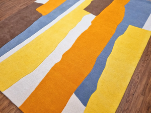 Alfombra de lana hecha a mano para sala de estar, dormitorio, estilo Kilim grueso con pila alta y patrón abstracto - Product Image 6