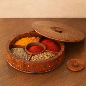 Boîte à épices en bois et ensemble de boîtes à épices de taille personnalisée en bois pour la cuisine, boîte à masala et couvercle en acrylique de forme carrée - Product Image 2