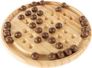 Wooden <b>Solitaire</b> <b>Board</b> <b>Game</b>- Complete Set with <b>Board</b> and 33 Wood Marbles-Fun Vintage Style 1 or 2 Player Activity for Kids - Product Image 3