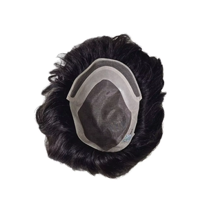 Sistema de Peluca con Frente de Encaje de Cabello Indio 100% Remy para Hombre, con Textura Lisa y Múltiples Estilos de Ondas - Product Image 1