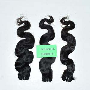 Extensiones de cabello humano Remy virgen, cabello humano barato, color negro natural, ondulado, mechones largos - Product Image 4