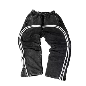 OEM Luxury Breathable Embroidered Men High <b>Track</b> <b>Pants</b> Custom Design Unisex Autumn Sweatpants <b>Straight</b> <b>Leg</b> Acid Wash Joggers - Product Image 4