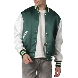Chaqueta Varsity Ligera de Satén Ecológico con Parches, Estilo Retro Brillante para Hombre, Uniforme de Equipo Americano, Suministro al por Mayor Personalizado - Product Image 4
