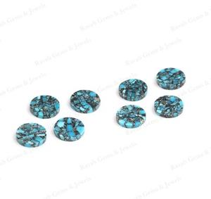 Superventas 12mm azul telaraña tibetano Kingman turquesa moneda plana piedra preciosa Natural para la fabricación de joyas mejores piedras preciosas sueltas - Product Image 4